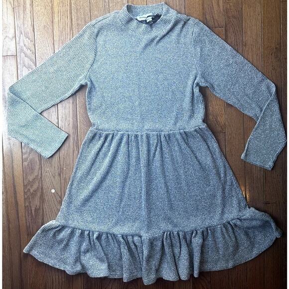 Emma & Michele Grey Ribbed Fit and Flare Long sleeve Dress Medium - Picture 4 of 9